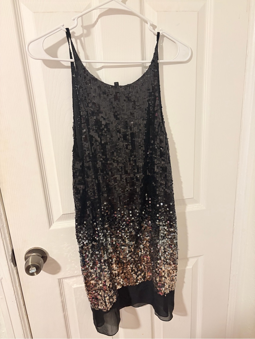 BCBGMaxAzria Black to Metallic Ombre Sequin Mini Dress